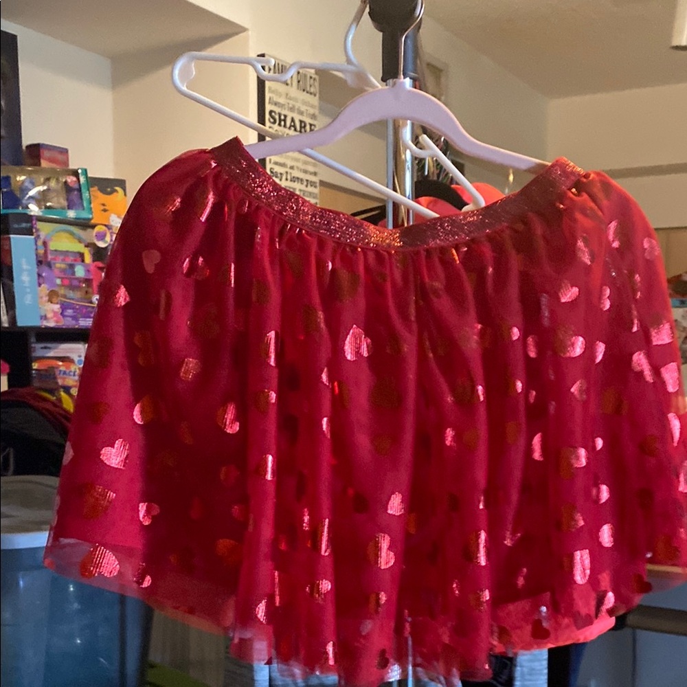 Red and Gold Ruffled Bubble Mini Skirt